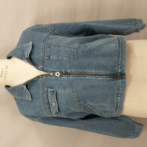 Vintage Denim Jacket L.A. Blues Embroidered Short lk Crop Plus Size 23/24 XL Zip - Picture 4 of 12